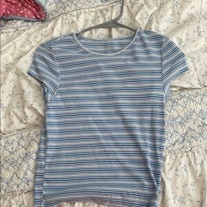 American Eagle Outfitters Blue and White Striped Tee